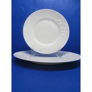 222 Fifth Romance White Bone China 11" Dinner Plate And 9" Salad Plate EUC